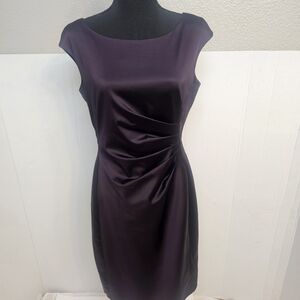 RALPH LAUREN PURPLE EGGPLANT VINTAGE BODYCON DRESS SZ 10 COCKTAIL Y2K I0148